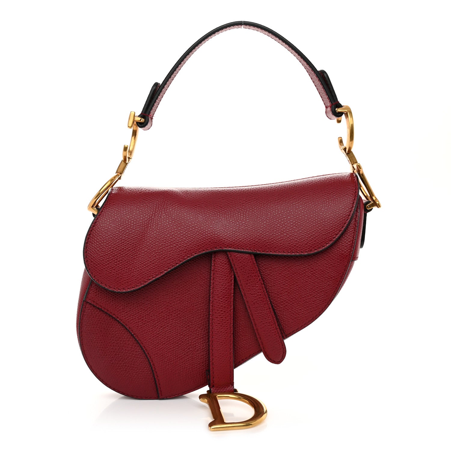 Christian Dior Grained Calfskin Mini Saddle Bag Red 1 of 11