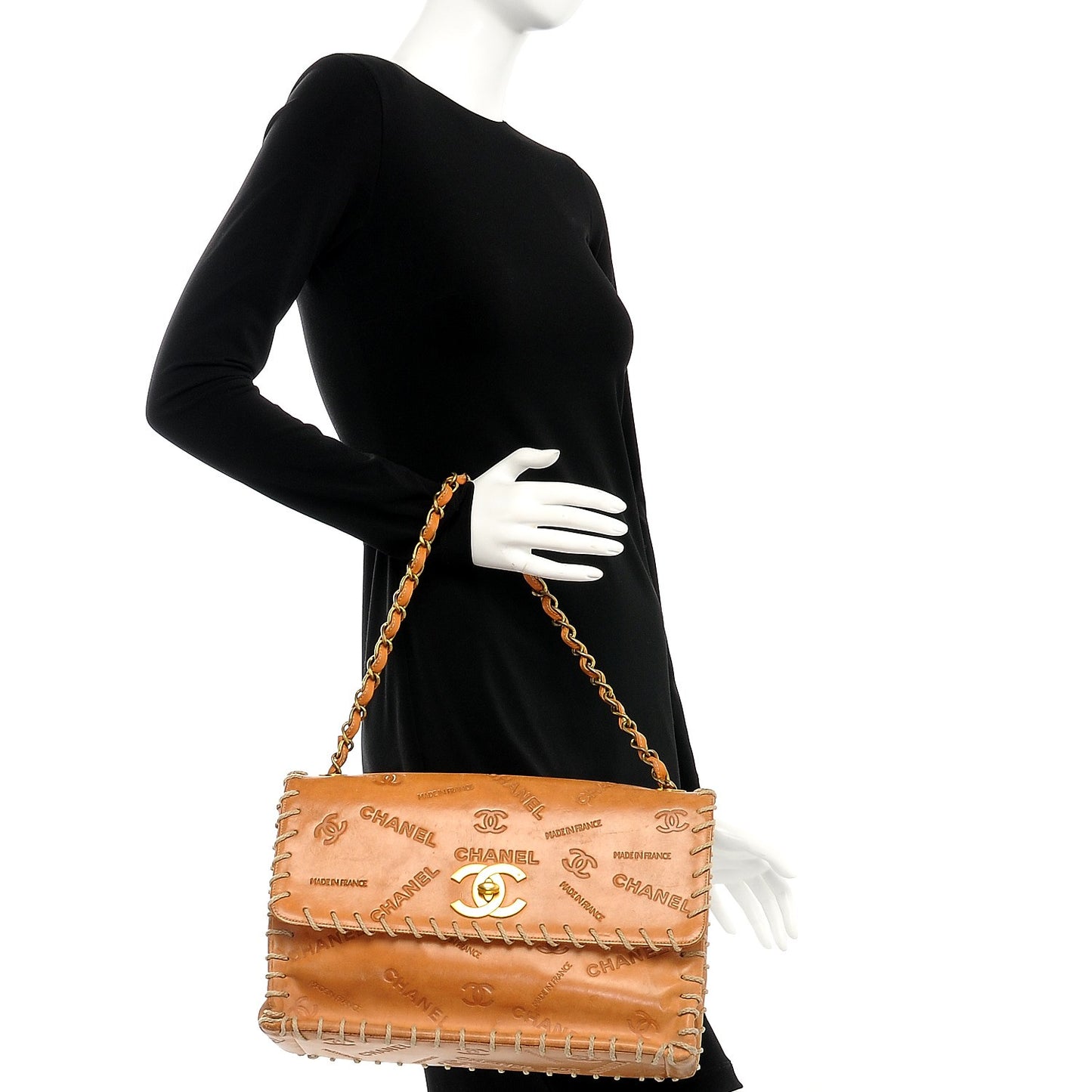 Calfskin Embossed XL Jumbo Flap Natural