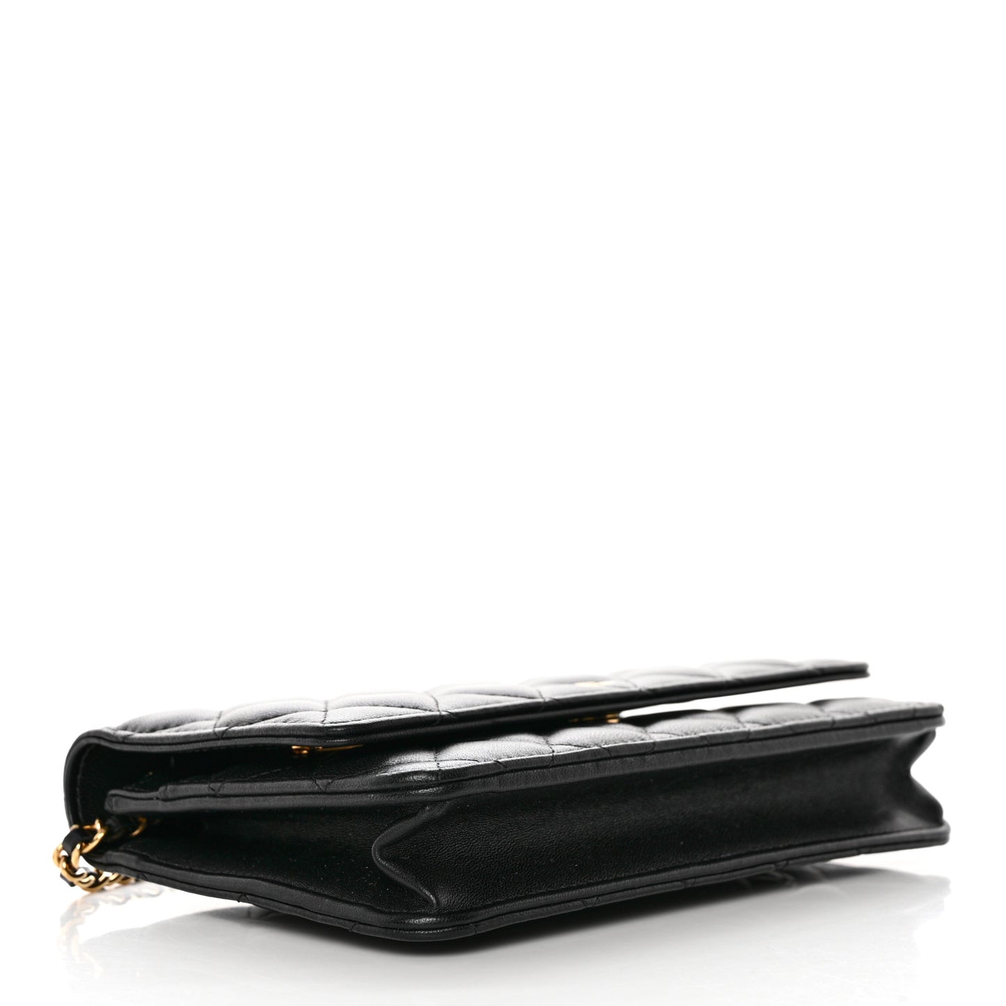 Lambskin Quilted Wallet On Chain WOC Black