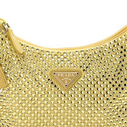 Prada Satin Crystal Mini Re-Edition 2000 Bag Ananas 8 of 12