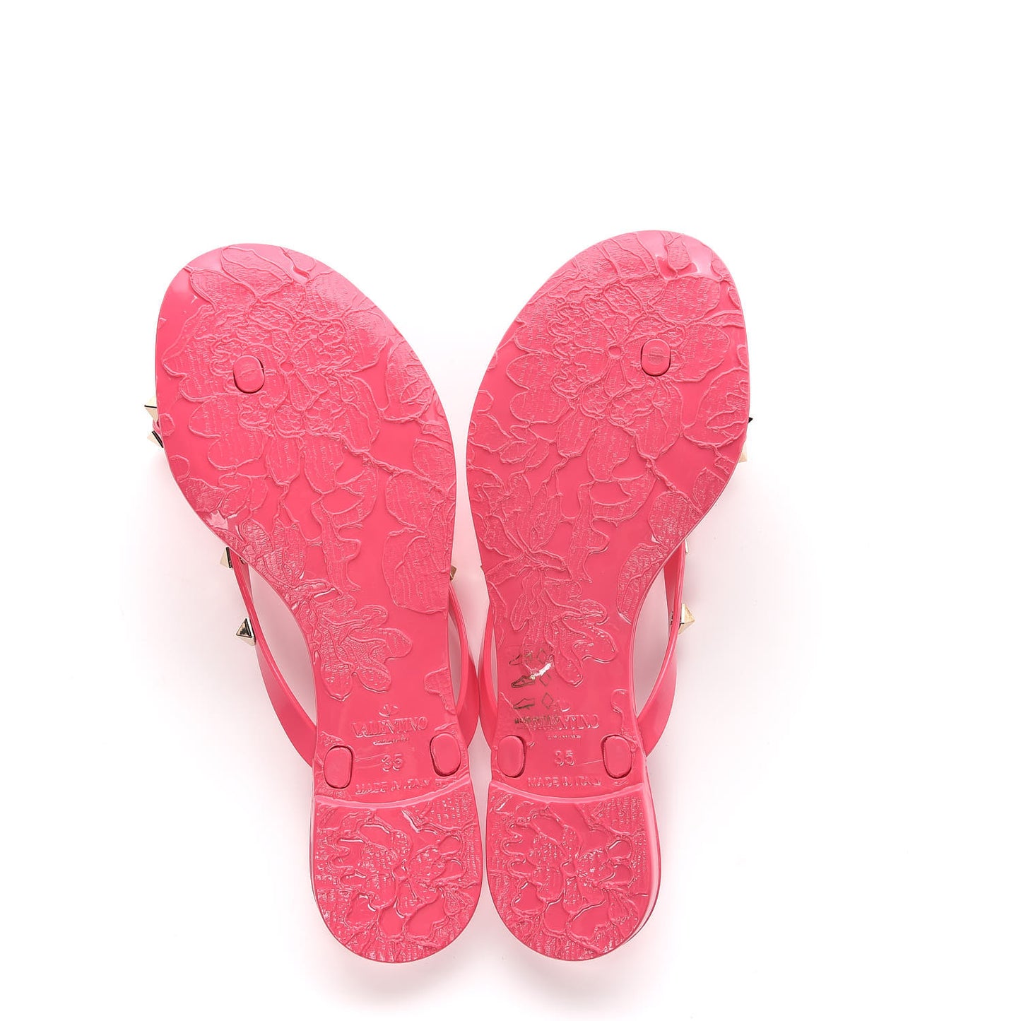 PVC Jelly Rockstud Bow Thong Sandals 35 Sweet Pink