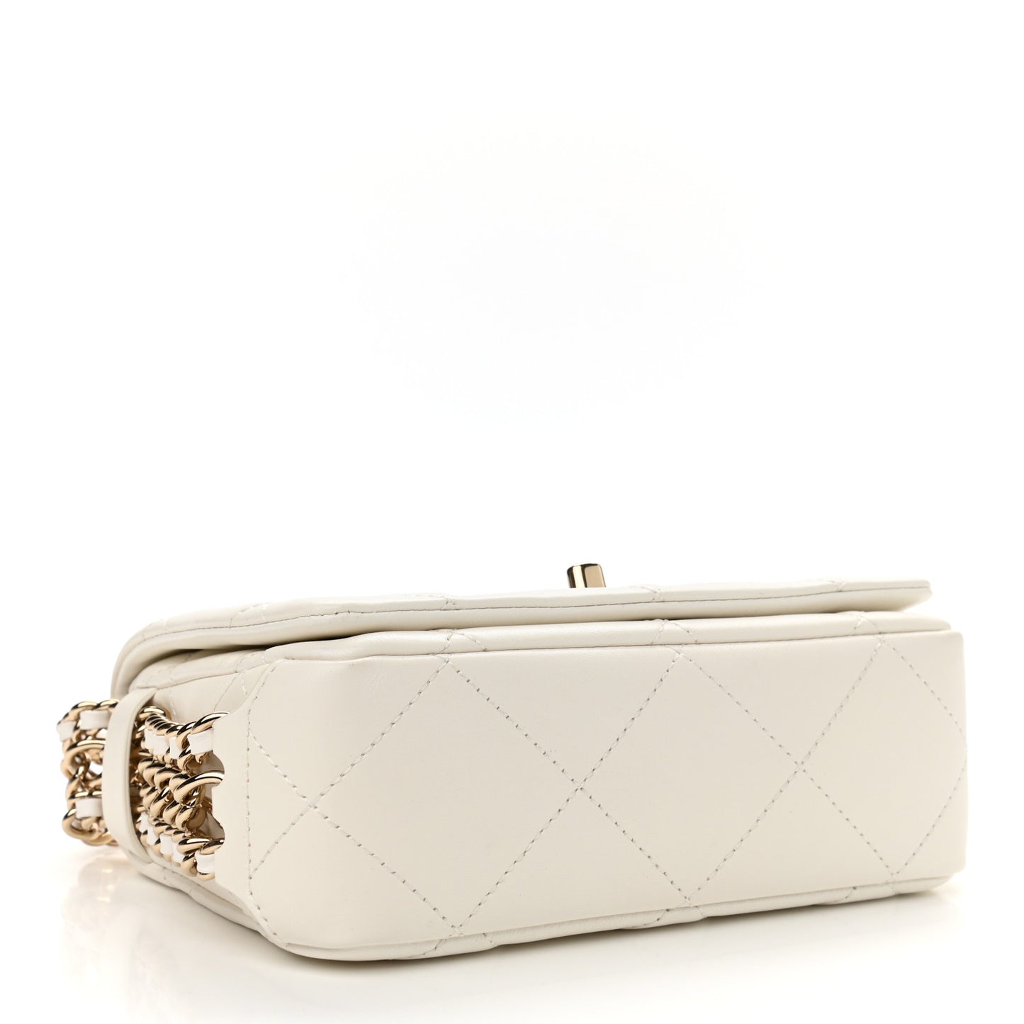 Lambskin Quilted Mini Flap Bag White