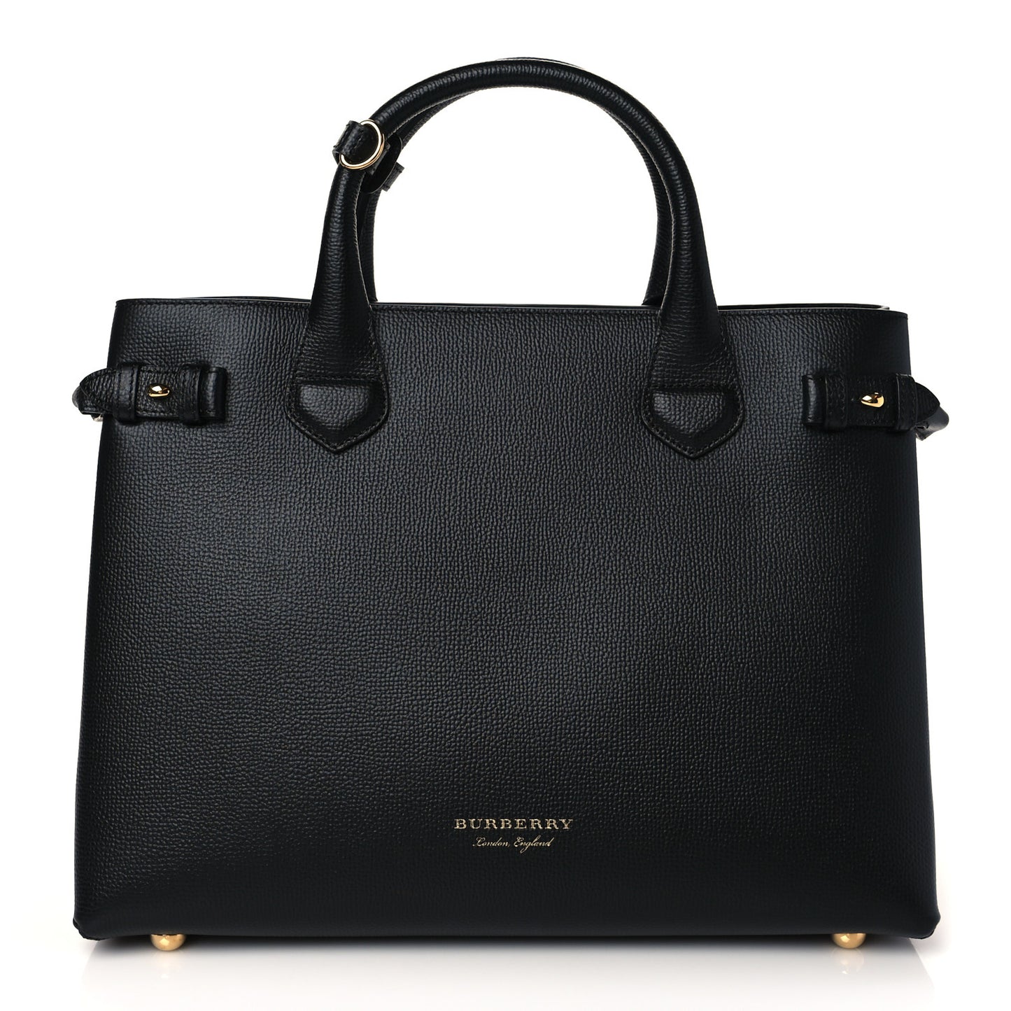 Grainy Calfskin House Check Medium Banner Tote Black