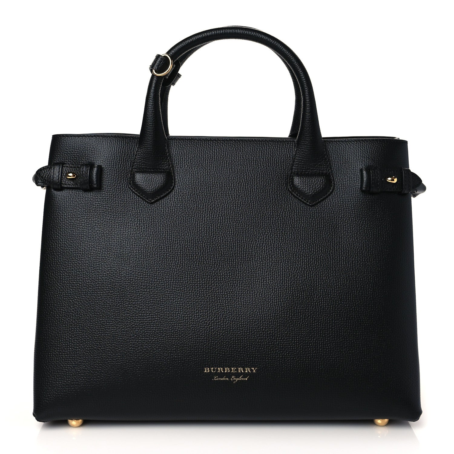 Burberry Grainy Calfskin House Check Medium Banner Tote Black 1 of 8