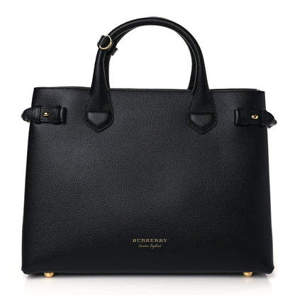 Burberry Grainy Calfskin House Check Medium Banner Tote Black 1 of 8