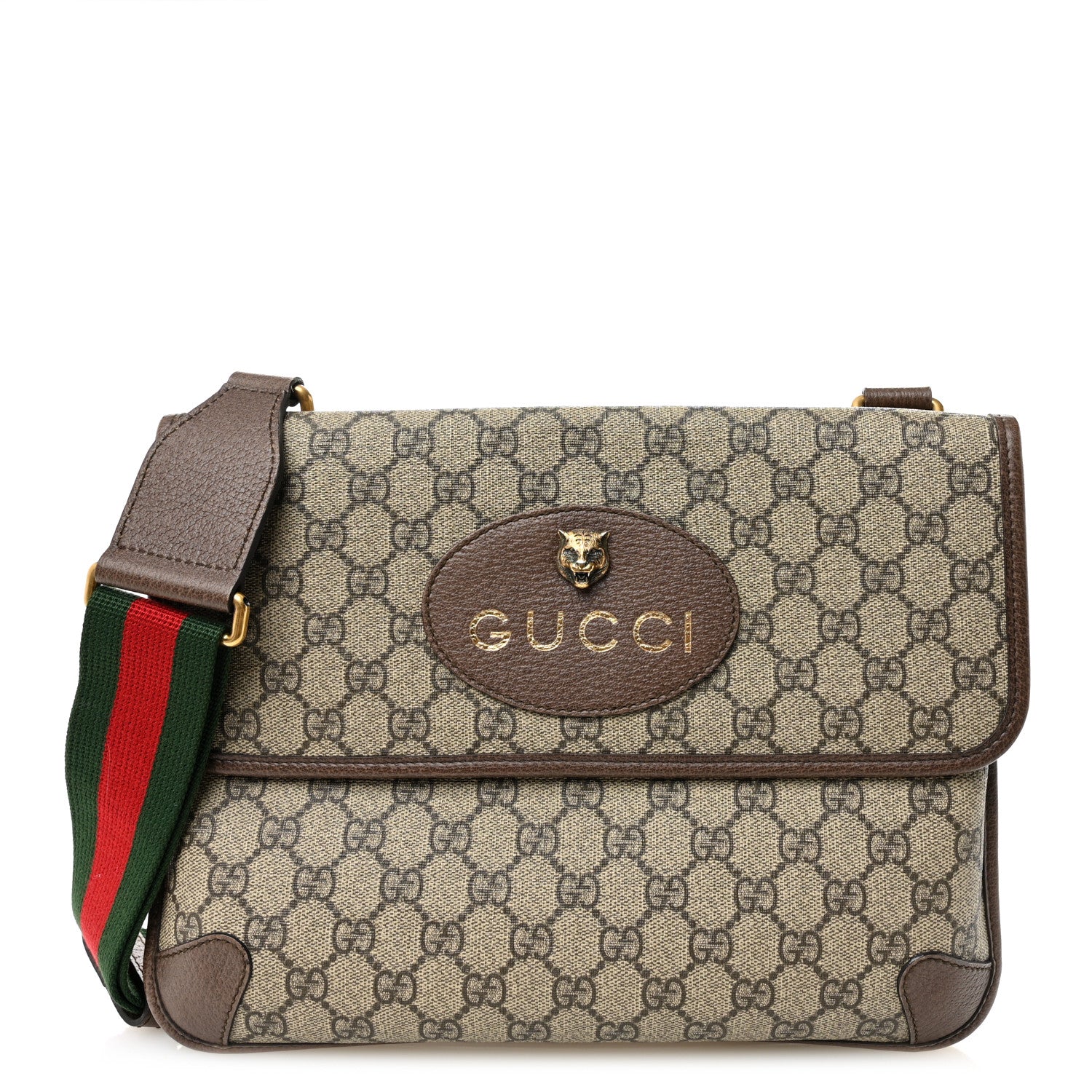 Gucci GG Supreme Monogram Web Neo Vintage Double Flap Messenger Bag Beige New Acero 1 of 10