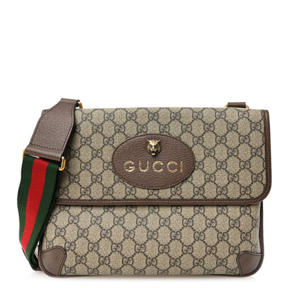 Gucci GG Supreme Monogram Web Neo Vintage Double Flap Messenger Bag Beige New Acero 1 of 10