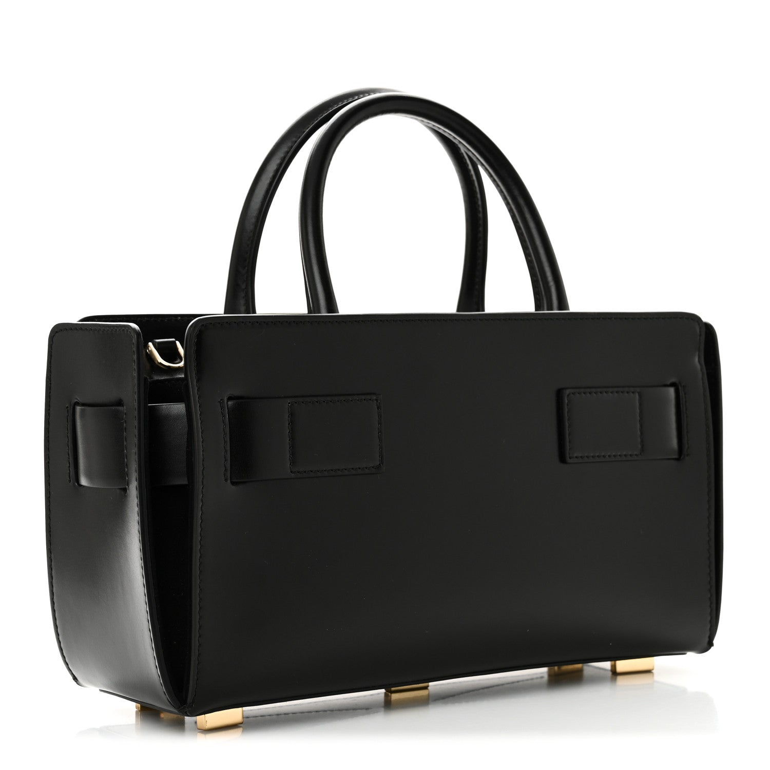 Salvatore Ferragamo Brushed Off Calfskin Small Gancini Buckles Tote Bag Black 3 of 9