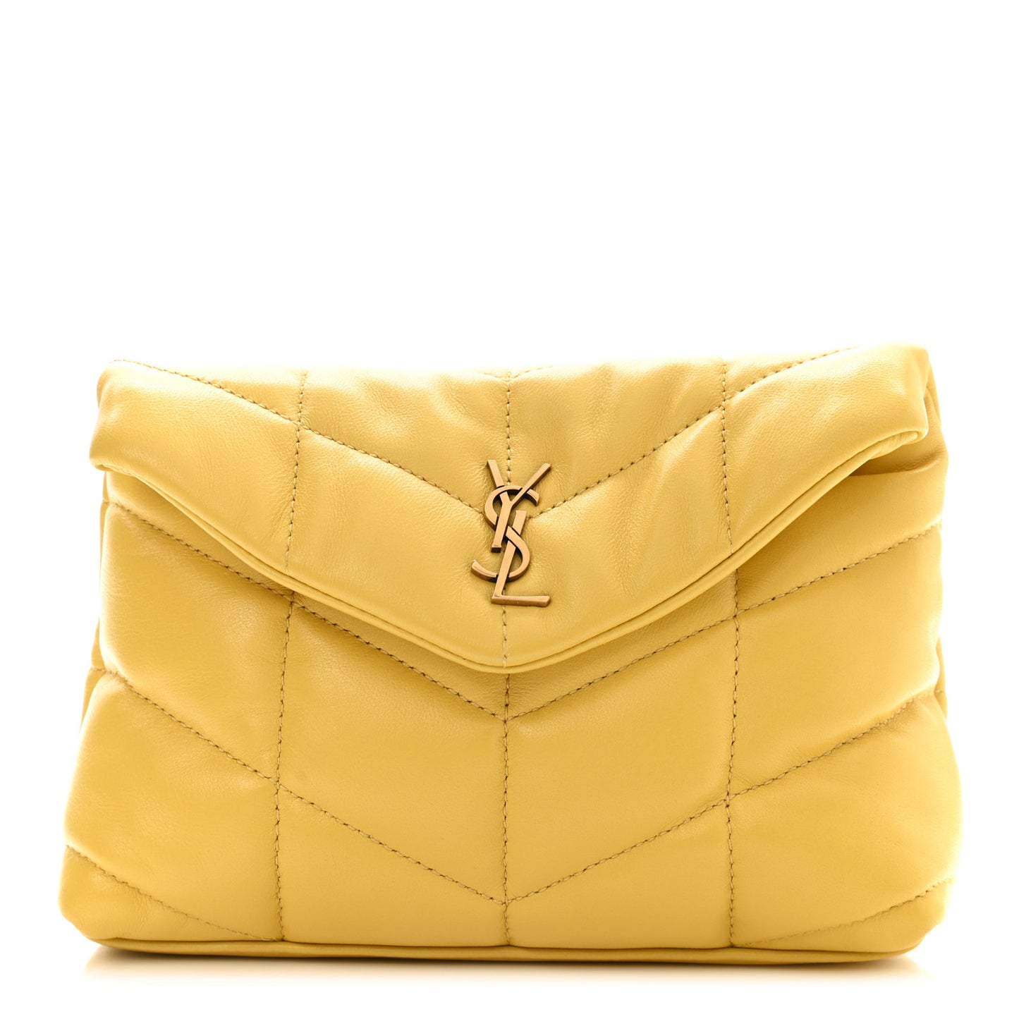 Lambskin Monogram Loulou Puffer Pouch Clutch Yellow