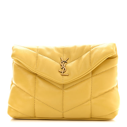 Saint Laurent Lambskin Monogram Loulou Puffer Pouch Clutch Yellow 3 of 13