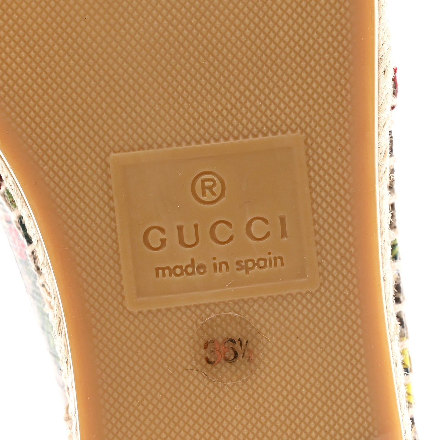GG Supreme Monogram Tian Womens Espadrilles 36.5 Beige Ebony Multicolor Rosso