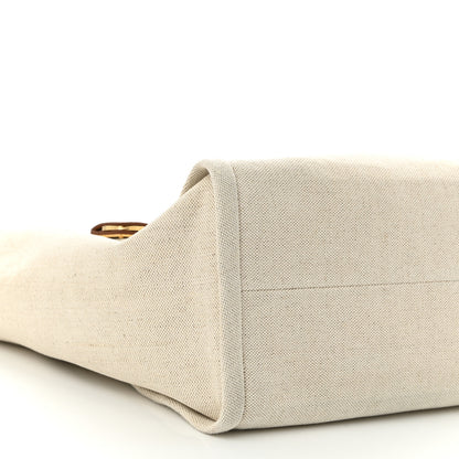 Prada Linen Vitello Large Logo Tote Natural 9 of 10