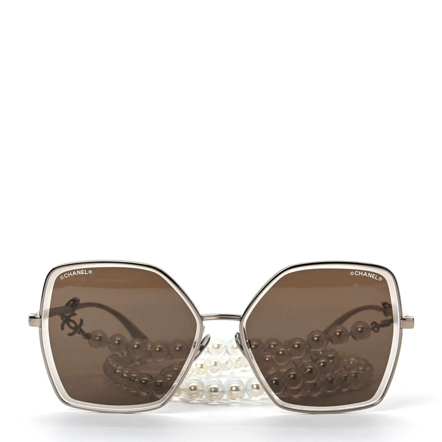Butterfly Removable Pearl Chain Sunglasses 4262 Brown