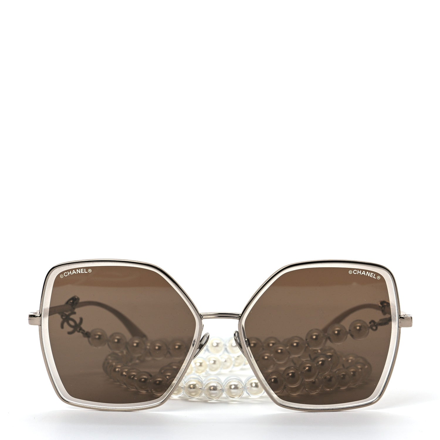 Chanel Butterfly Removable Pearl Chain Sunglasses 4262 Brown 2 of 7