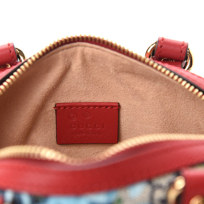 Gucci GG Supreme Monogram Blooms Mini Boston Navy Blue Hibiscus 8 of 10