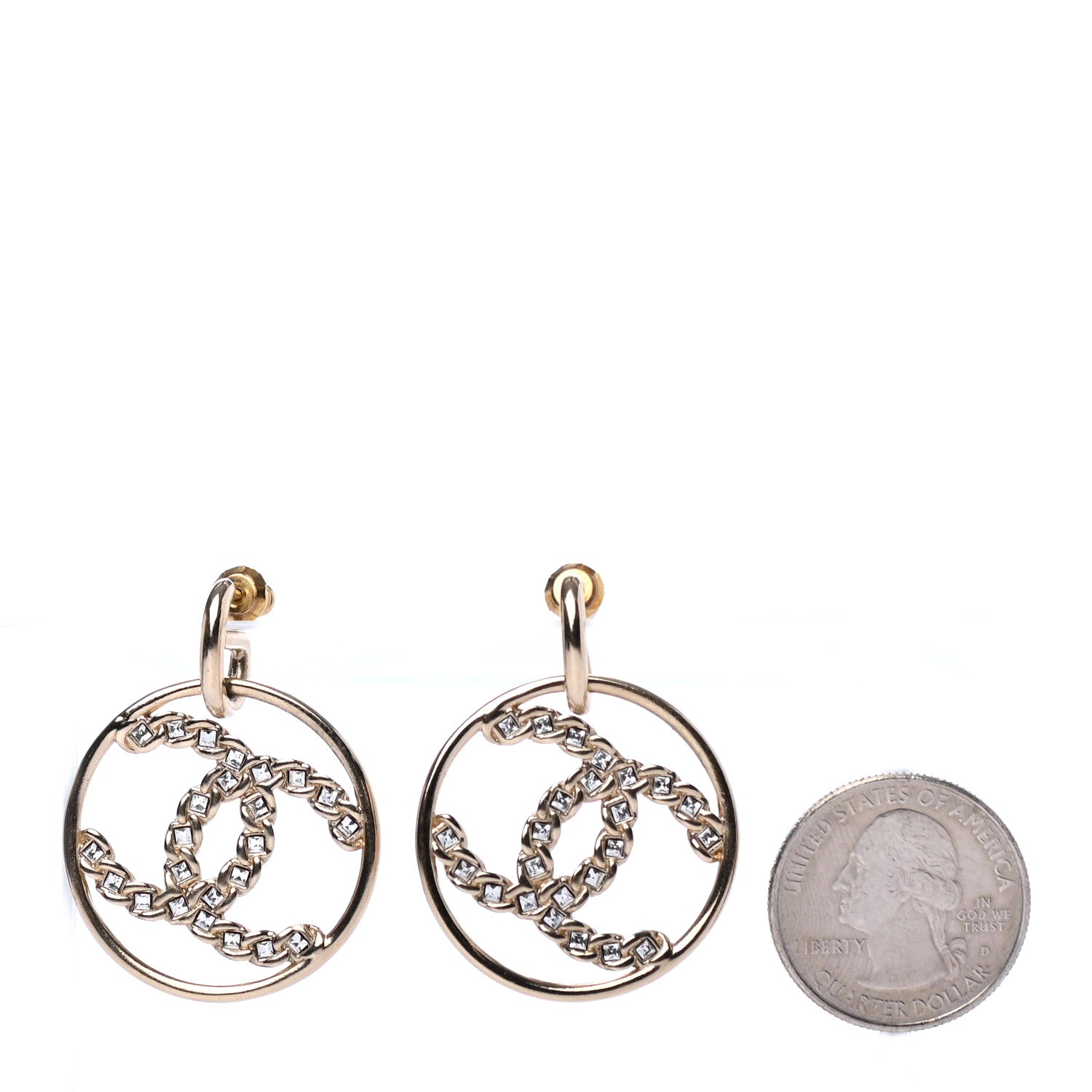 Chanel Baguette Crystal High Society CC Drop Earrings Gold 2 of 4