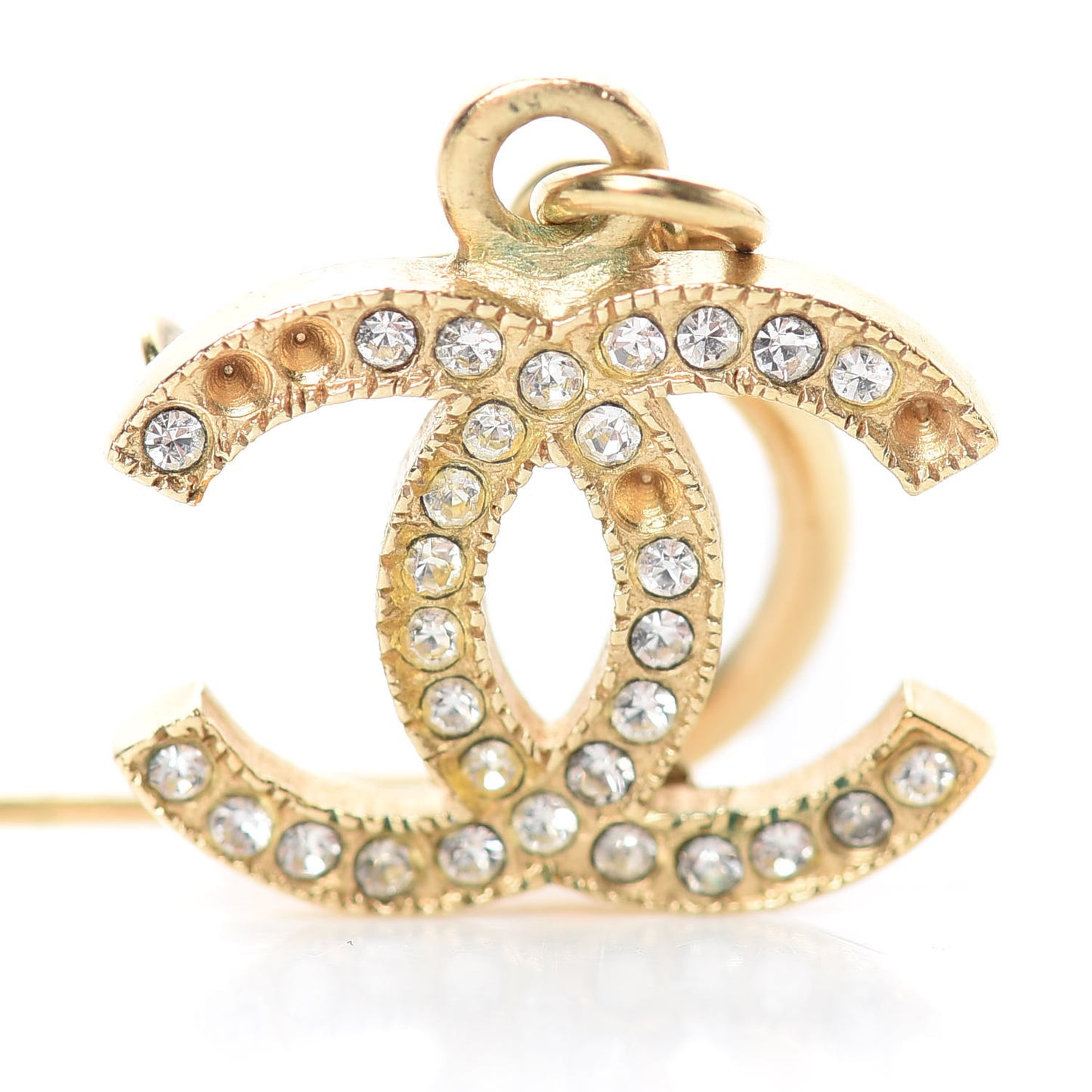 Crystal CC Drop Earrings Gold