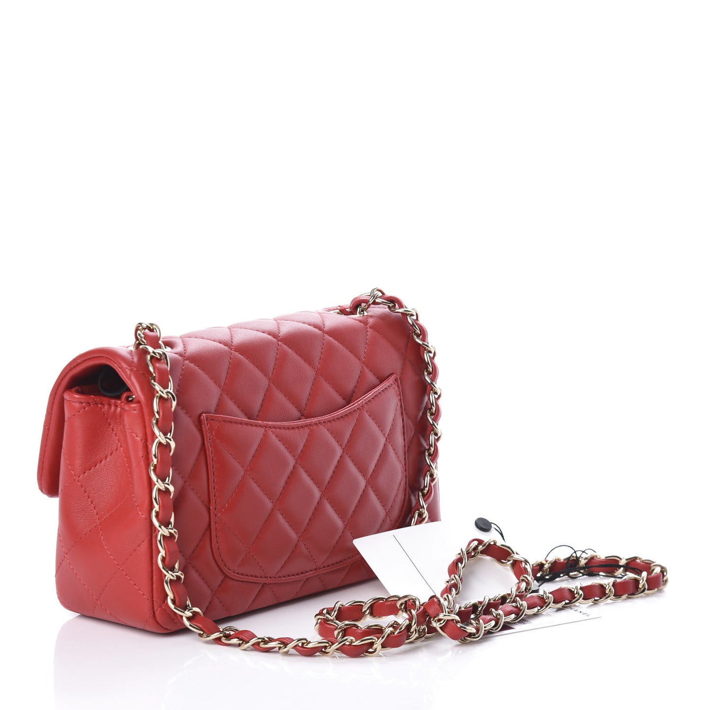 Lambskin Quilted Mini Rectangular Flap Red