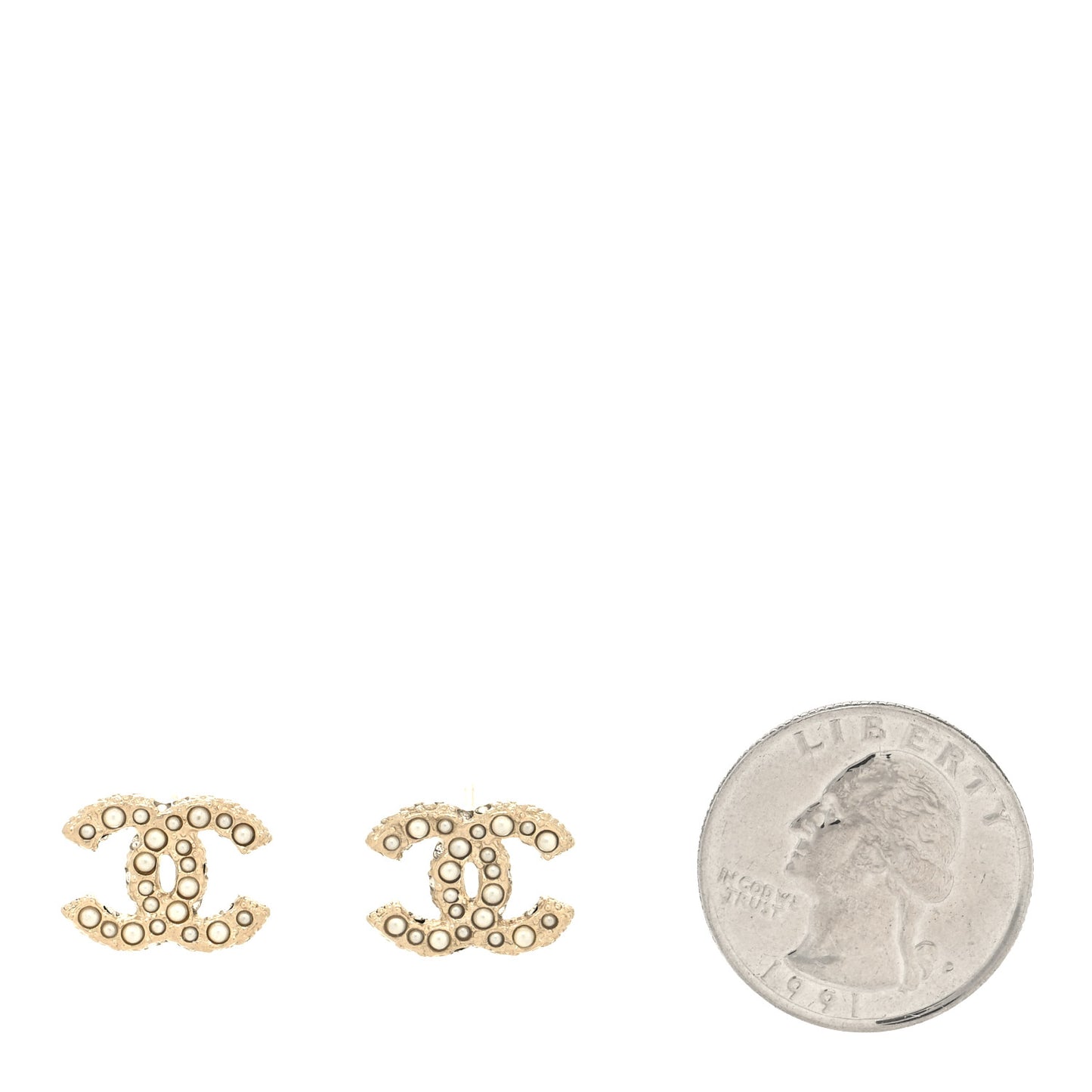 Metal Graduated Pearl Crystal CC Earrings Light Gold