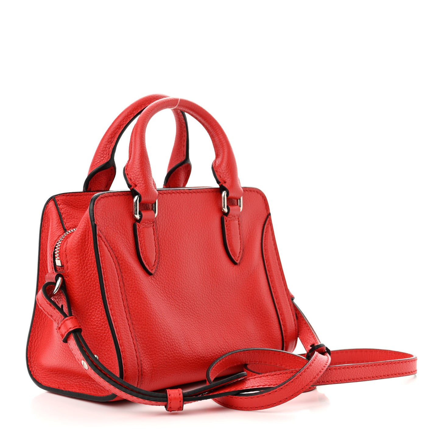 Pebbled Calfskin Mini Padlock Tote Red