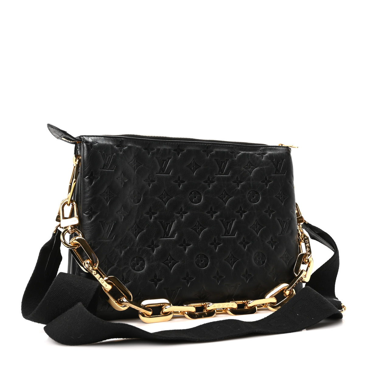 Lambskin Embossed Monogram Coussin MM Black