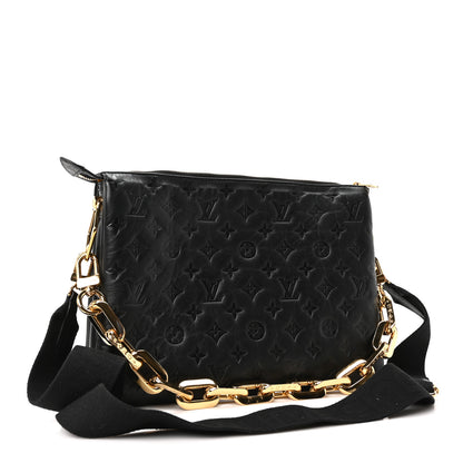Louis Vuitton Lambskin Embossed Monogram Coussin MM Black 2 of 8