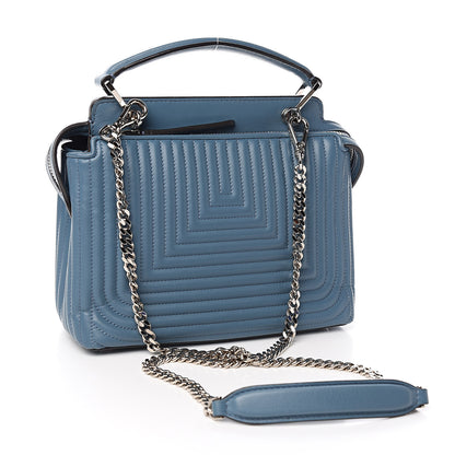 Fendi Shiny Nappa Trapuntata Small DotCom Click Top Handle Chain Satchel Blue 3 of 10