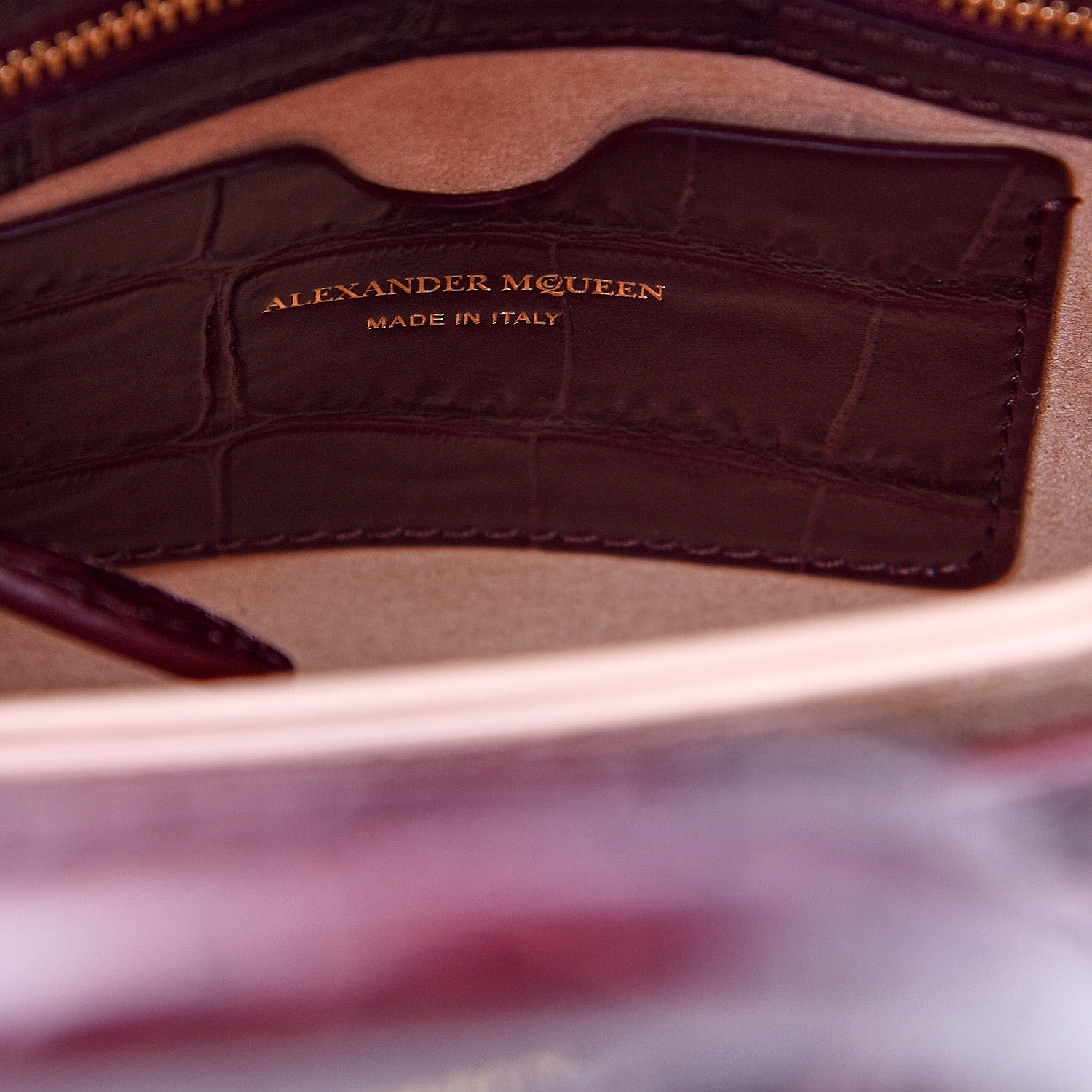 Alexander McQueen Calfskin Crocodile Embossed Mini Heroine 21 Burgundy 5 of 8