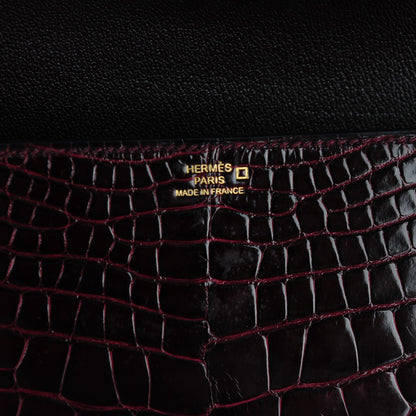 Hermes Shiny Alligator Medor Clutch 23 Bordeaux 6 of 11