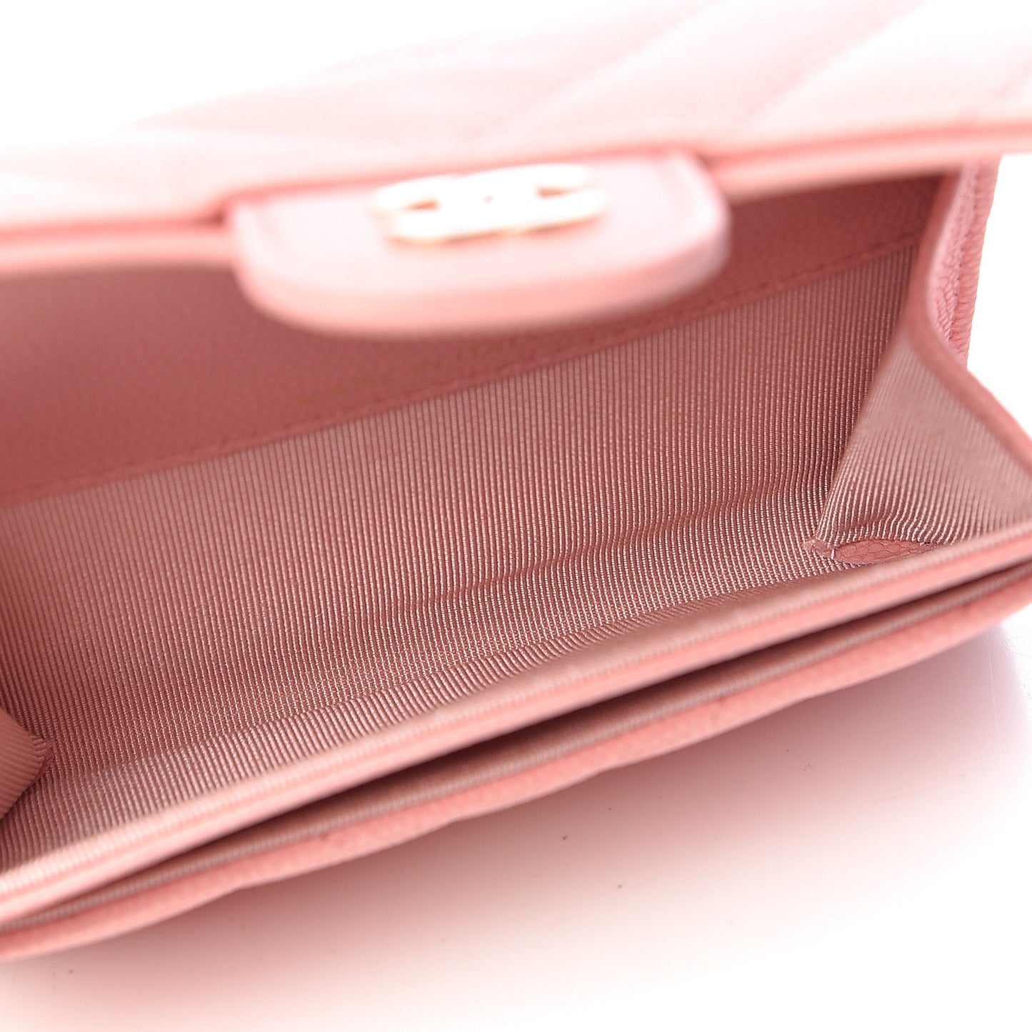 Caviar Chevron Quilted Flap Card Holder Pink