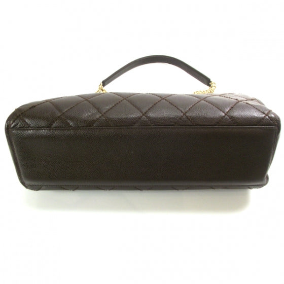 Caviar Quilted Shopping Tote Brown