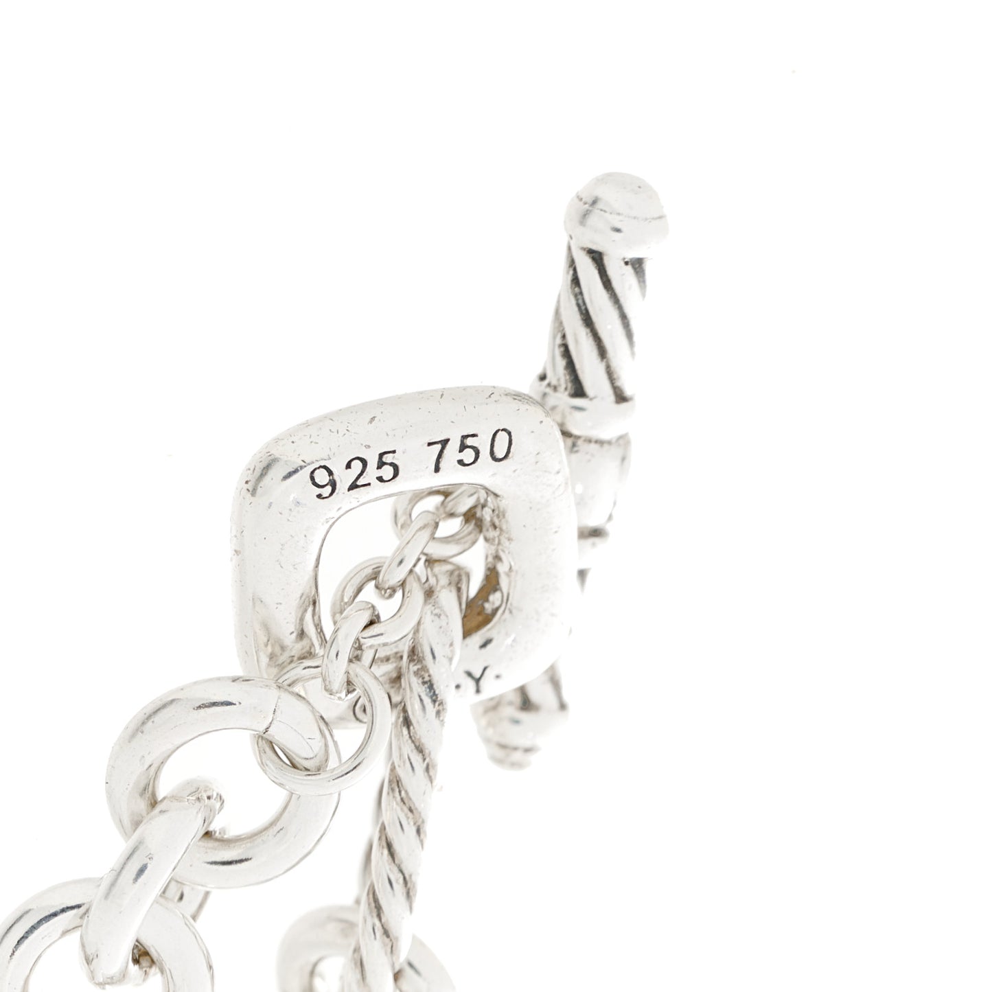 Sterling Silver 18K Yellow Gold Cable Heart Charm Bracelet