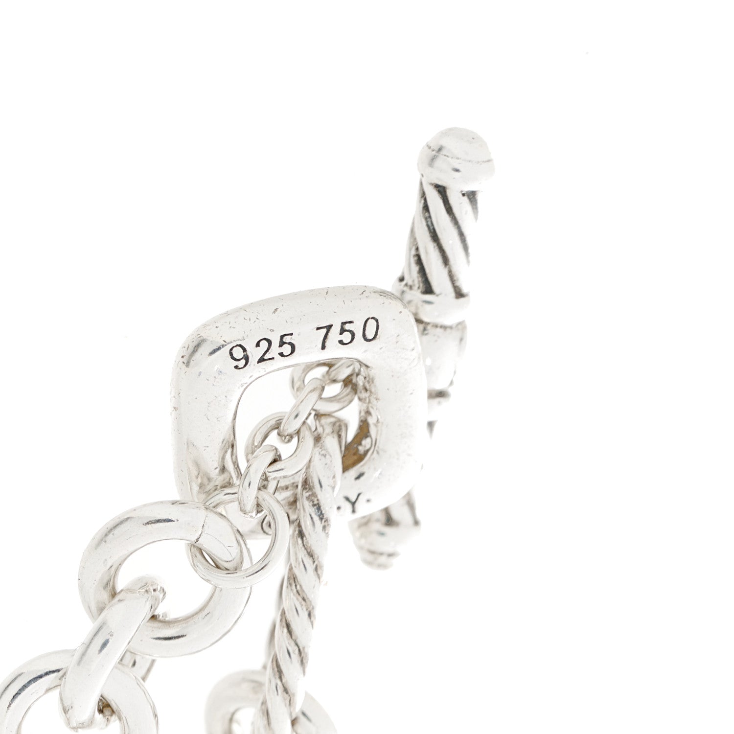 David Yurman Sterling Silver 18K Yellow Gold Cable Heart Charm Bracelet 4 of 4