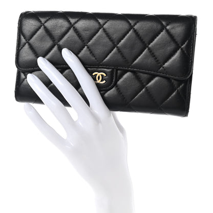Chanel Lambskin Quilted Large Gusset Flap Wallet Black 2 of 24