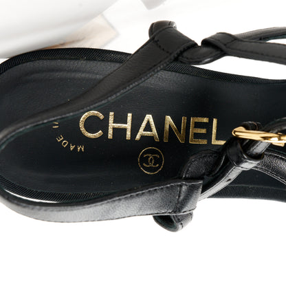 Chanel Lambskin Egyptian Hieroglyph Ankle Strap Pumps 39 Black 7 of 10