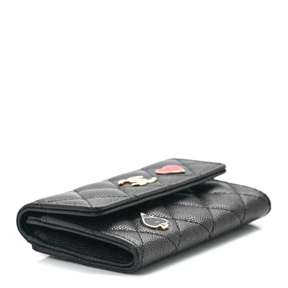 Chanel Caviar Quilted Enamel Coco Casino Flap Card Holder Wallet Black 4 of 12