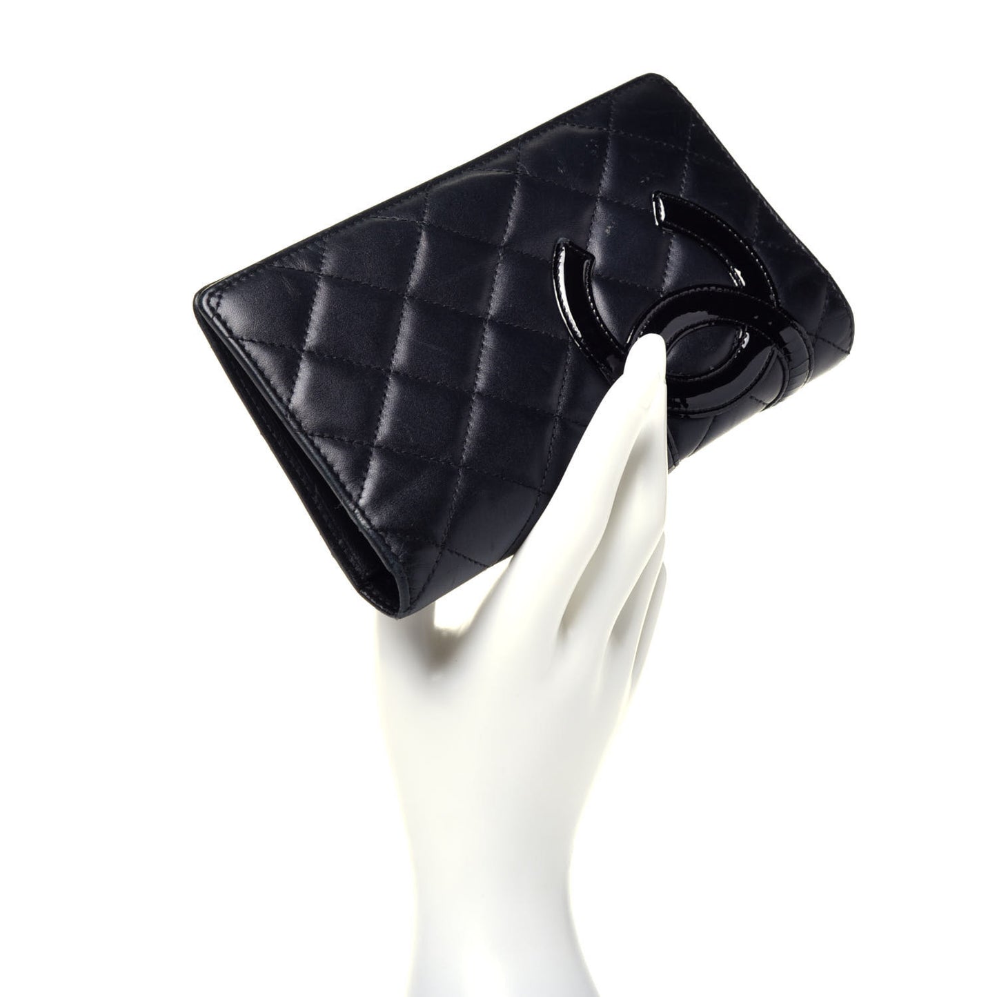 Calfskin Quilted Cambon Yen Wallet Black