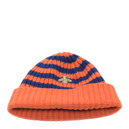 Gucci Wool Knit Bee Embroidered K2 Beanie Hat 58 Orange Blue 1 of 6