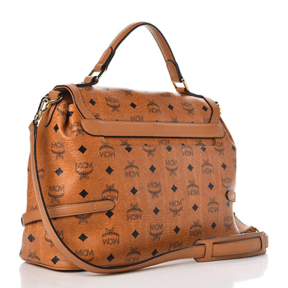 MCM Visetos Top Handle Satchel Cognac 4 of 12
