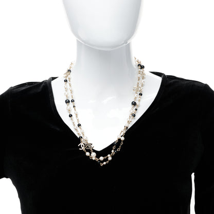 Chanel Pearl Bead Crystal CC Long Necklace Black Gold 2 of 5