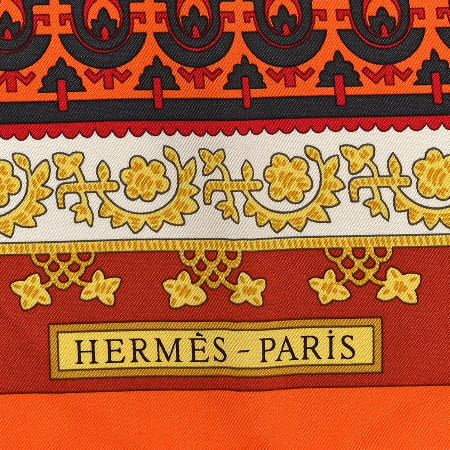 Silk Brins D'Or Scarf 90 Orange White Bronze