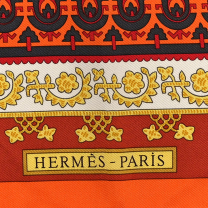 Hermes Silk Brins D'Or Scarf 90 Orange White Bronze 2 of 3