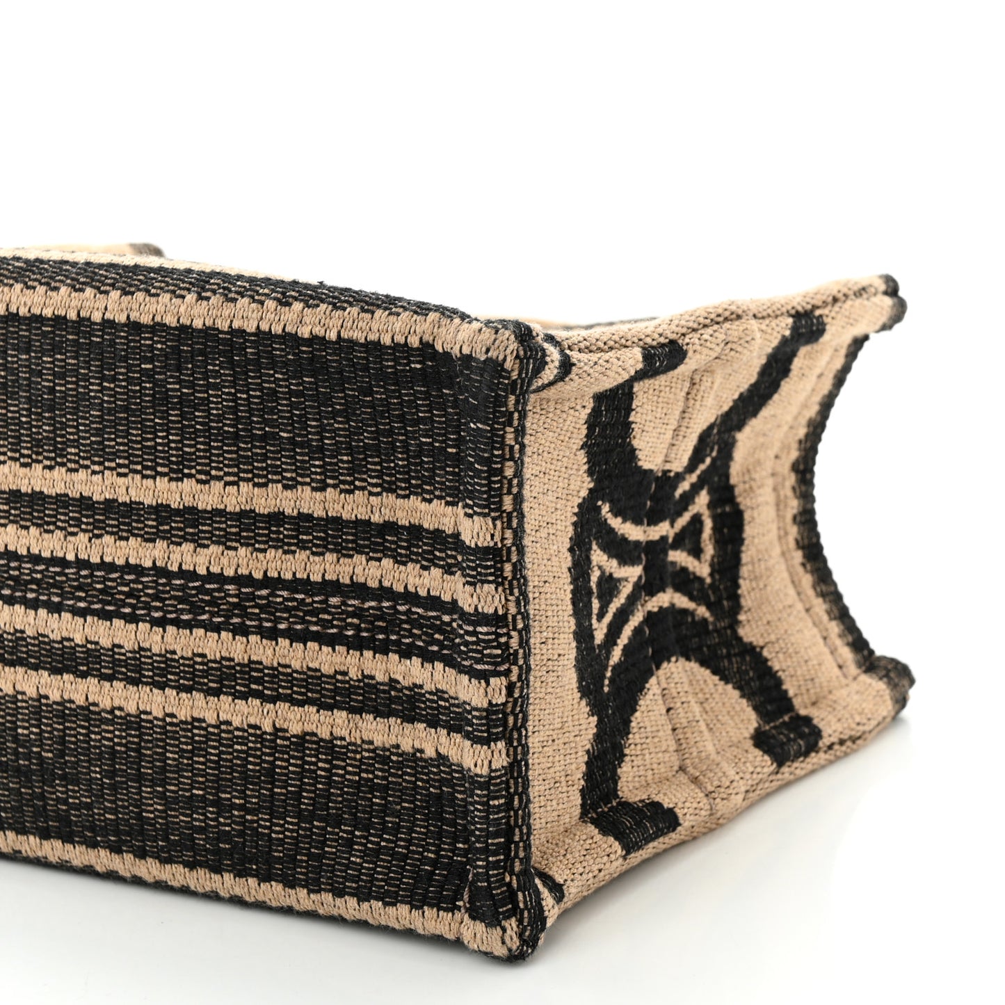 Stripe Triomphe Small Cabas Beige Black