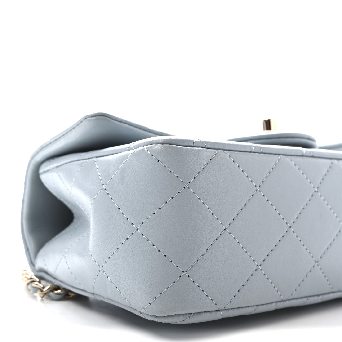Lambskin Quilted Mini Top Handle Rectangular Flap Light Blue