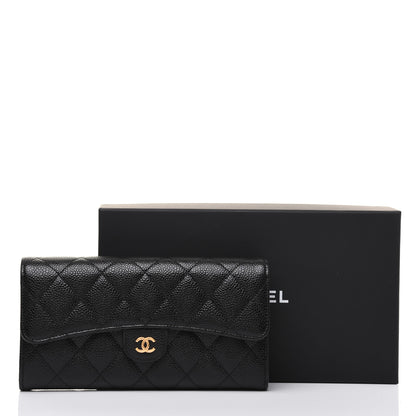 Chanel Caviar Quilted Large Gusset Flap Wallet Black 14 of 14