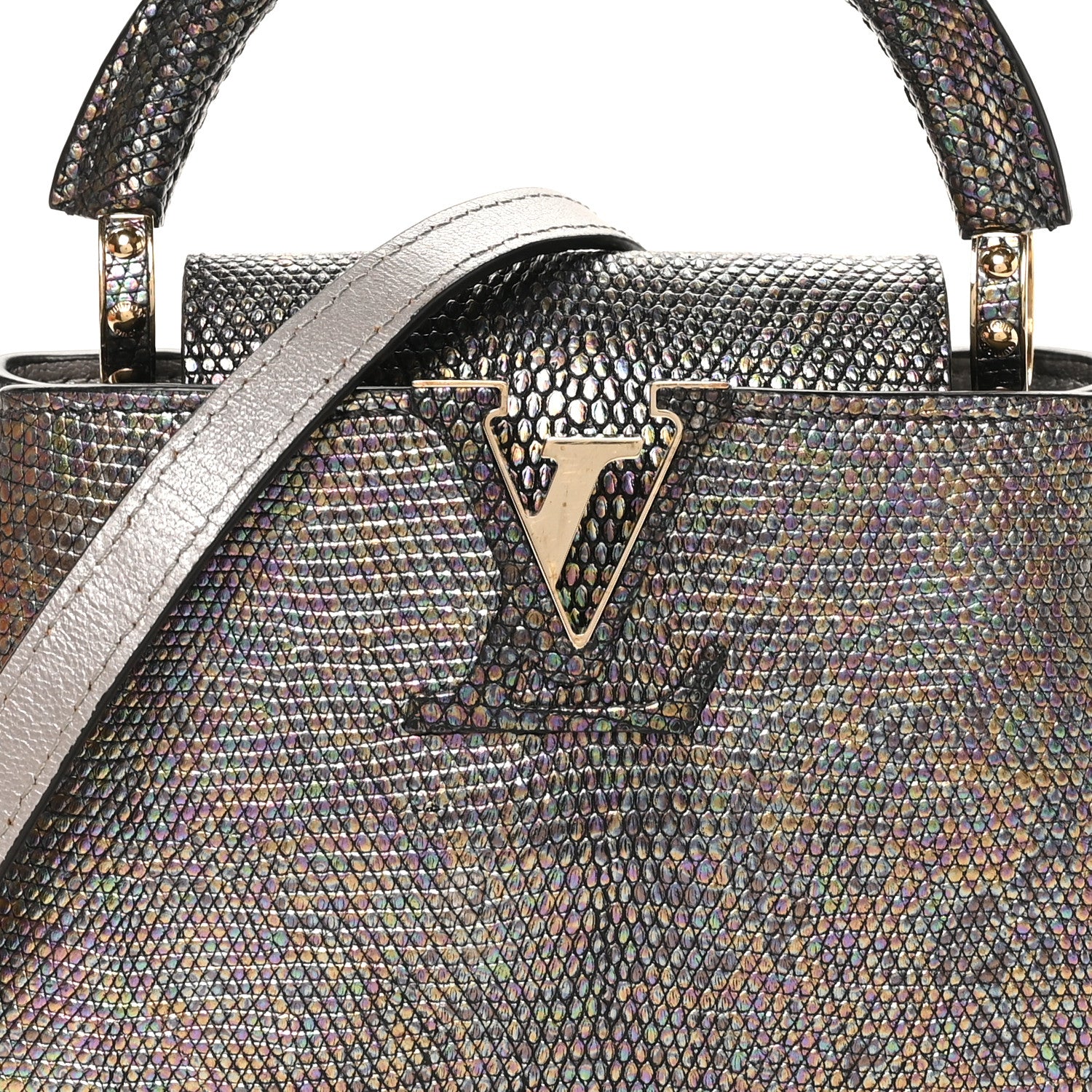 Louis Vuitton Lizard Capucines Mini Bleu Petrole 7 of 10