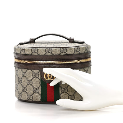 Gucci GG Supreme Monogram Textured Calfskin Web Ophidia Vanity Cosmetic Case Beige Ebony New Acero 2 of 13