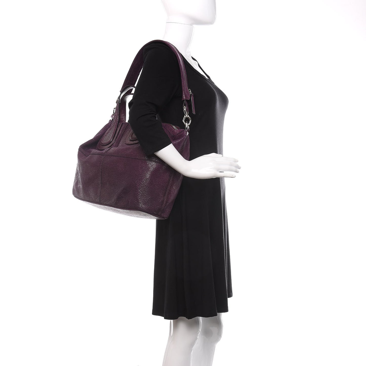 Crackled Calfskin Medium Nightingale Aubergine