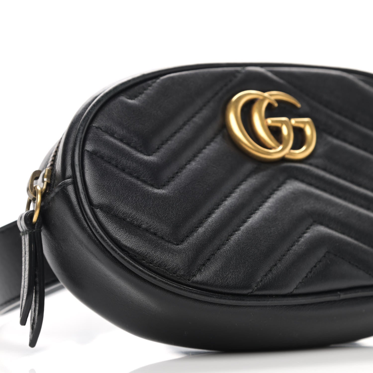Gucci Calfskin Matelasse GG Marmont Belt Bag 85 34 Black 8 of 9