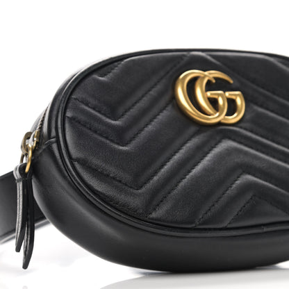 Gucci Calfskin Matelasse GG Marmont Belt Bag 85 34 Black 8 of 9